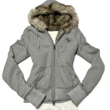 Gilet cardigan à capuche bord duveteux, manches longues, coupe ajustée, fermeture éclair, idéal pour l'hiver, vêtement d'extérieur