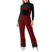 Boys Girls Unisex Classic Ski & Snow Bib Overall Winter Snowsuit Water-Resistant Windproof Outdoor Rain Bib(Wine,120)