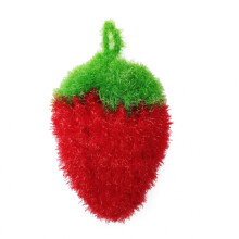 Dish Scrubber Non Scratch Cleaning Sponge Hand Crochet Double Layered Dish Cloth Kitchen Sponge for Washing Dishes for Cookware Tubs Strawberry，