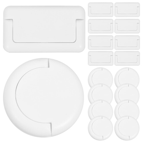 50-Pack White Safety Socket Covers with Handle Design for Easy Removal and Child