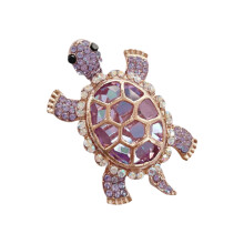 Skilpaddebrosje med strass, legering, 5,6 cm