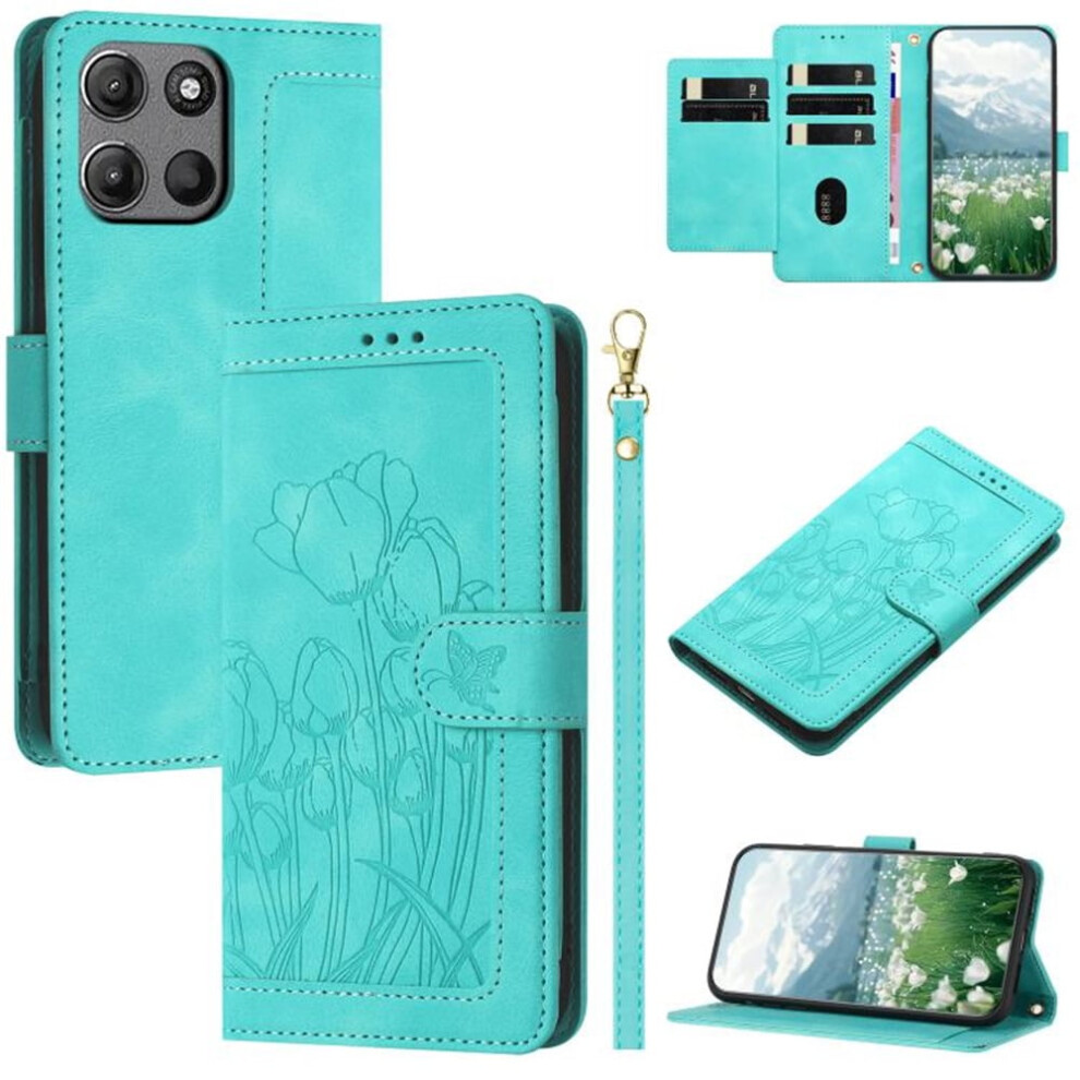 Tulip-Embossed Leather Flip Wallet Case For Motorola Moto 9336866123005