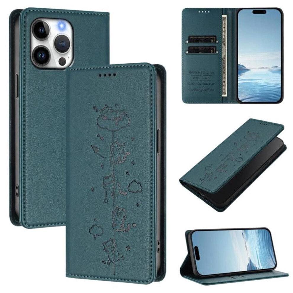 Leather Flip Wallet Case For Iphone 14 Pro Max Dark Green 9336866124132