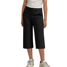 Girls Capri Uniform Pants Kids Elastic Waist School Dress Cropped Pants High Stretchy Casual Pants with Pockets Black 4-5 Years