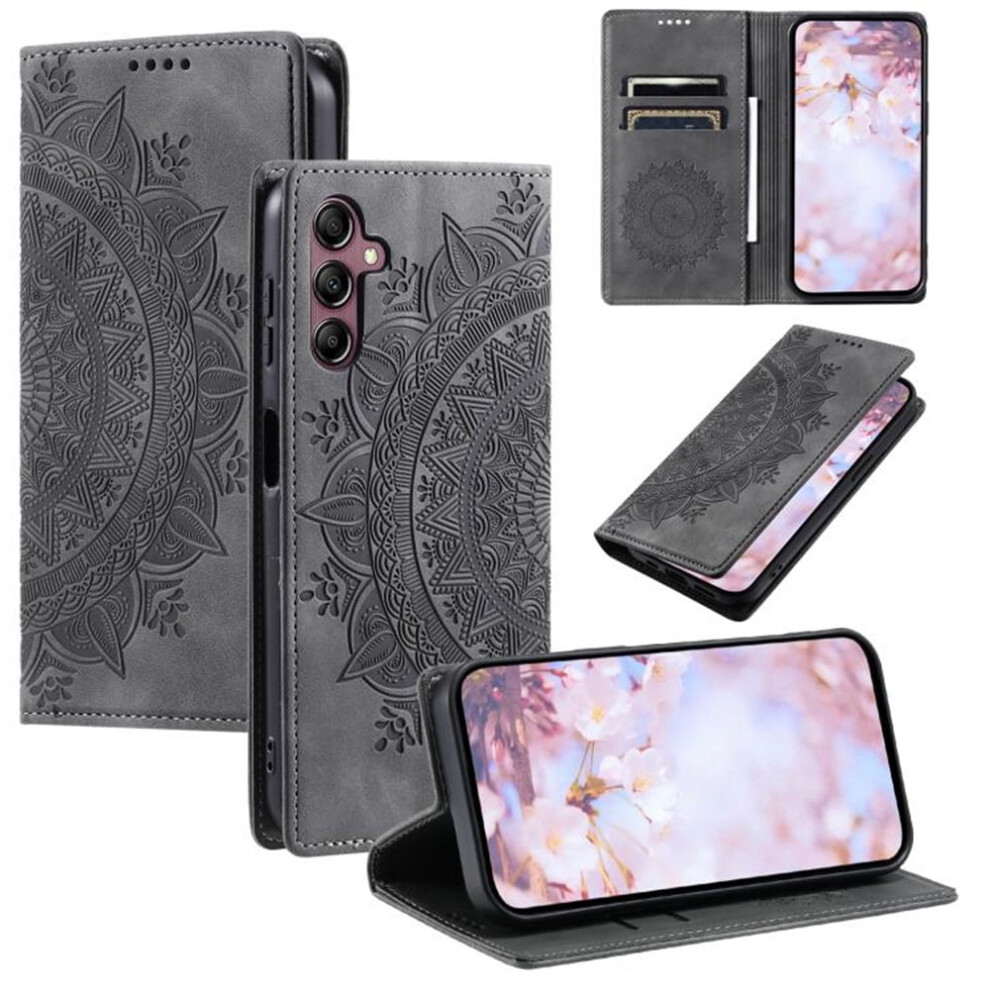 Totem Embossed Pu Leather Flip Wallet Case With Strong Magnetic Closure & Card Slots For Samsung Galaxy S25 Fe 5G 6.7", Â Compatible With Grey 9558633000764