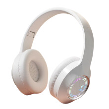 Kids Bluetooth Headphones, Wireless Headphones for Kids, Built-in Microphone, LED Lights, Noise Cancelling for Boys Girls Ages 6-18 or Adults (White)