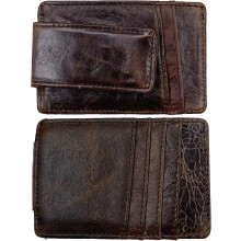 Clip RFID Front Pocket Wallet Men Leather Slim Minimalist Wallet