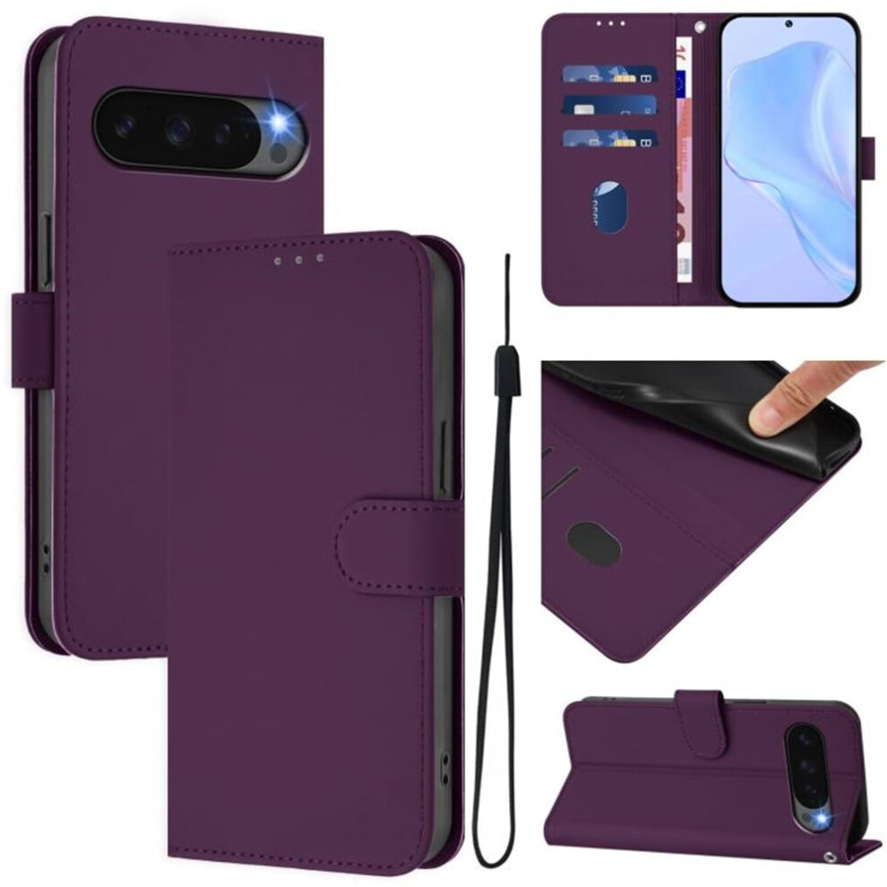 Wallet Case Compatible With Google Pixel 10 Â Pu Leather Magnetic Flip Folio, 3-Card Slot & Wrist Strap, Violet 9485826585534