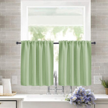 Light Green High-Density Half Curtains for Bedroom, Kitchen, Bathroom & Dining Room – Compatible with Standard Windows