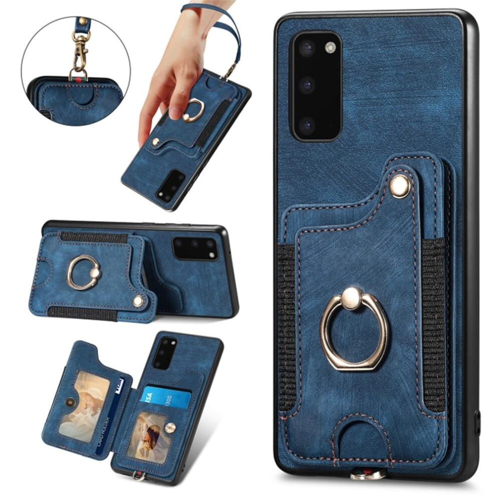 Compatible With Samsung Galaxy S20 Fe 5G Pu Leather Wallet Case With Rfid Blocking, Ring Holder, Kickstand, Wrist Strap & Magnetic Closure Â Blue 9485826587262