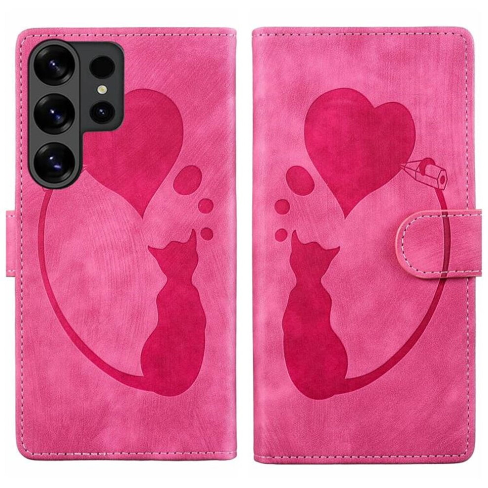Pu Leather Flip Wallet Case With Magnetic Closure & Card Slots, Compatible With Samsung Galaxy S26 Ultra 5G 6.9" Pink 9485826588146