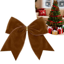 Velvet Christmas Tree Bow Ornament, Tie Bow Pendant for Holiday Decor, Garlands, Door & Hanging Ornaments, Brown – Compatible with Christmas Trees