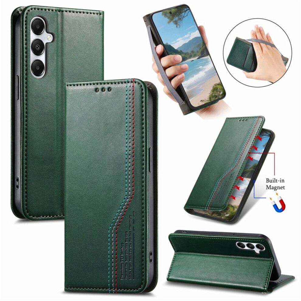 Leather Flip Wallet Case For Samsung Galaxy A05s Green 941196062659