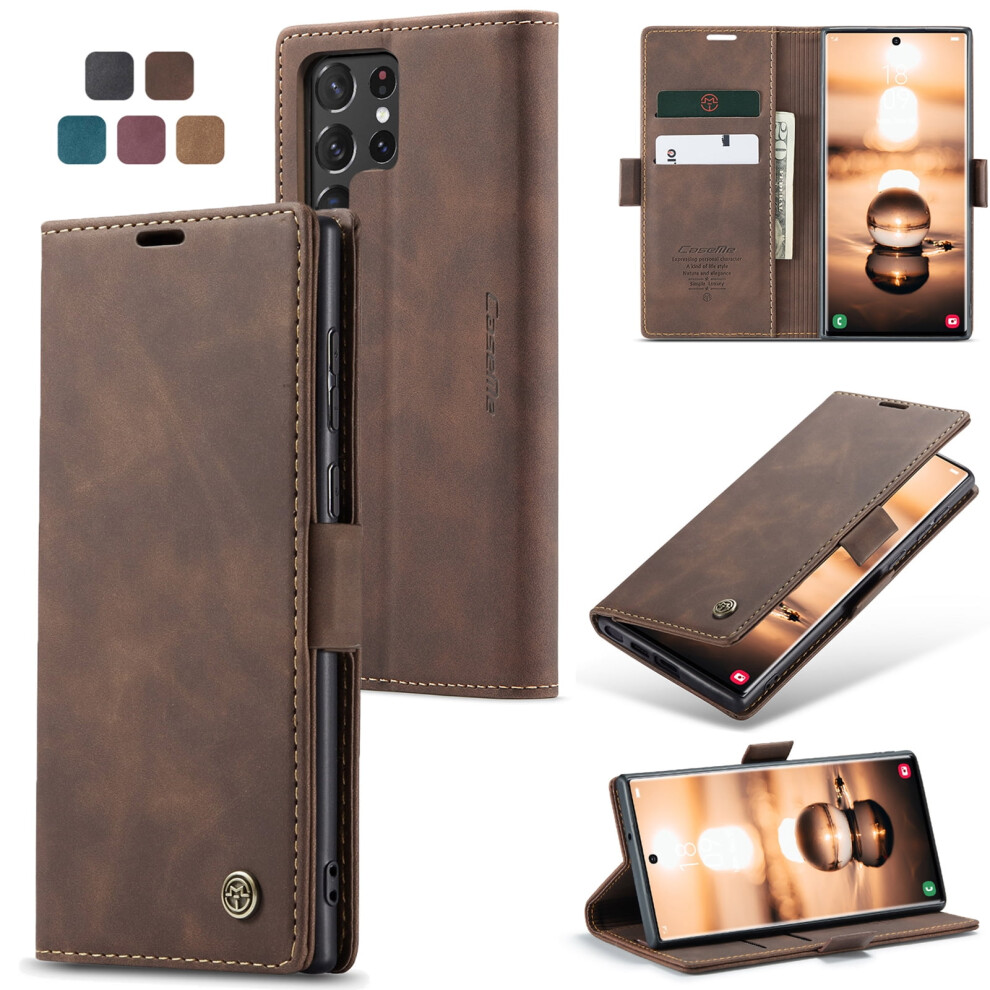 Caseme Leather Flip Wallet Case For Compatible With Samsung Galaxy S22 Ultra 5GâMagnetic Closure, Card Holder, Kickstand, Shockproof 9485826587392