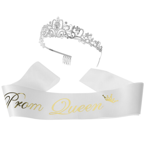 conjunto de enfeites para formatura com faixa branca para rainha 2