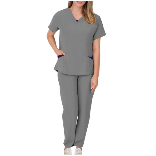 asdoklhq Παντελόνι Jogger Scrubs για γυναίκες Μονόχρωμο παντελόνι τσέπης με κορδόνι