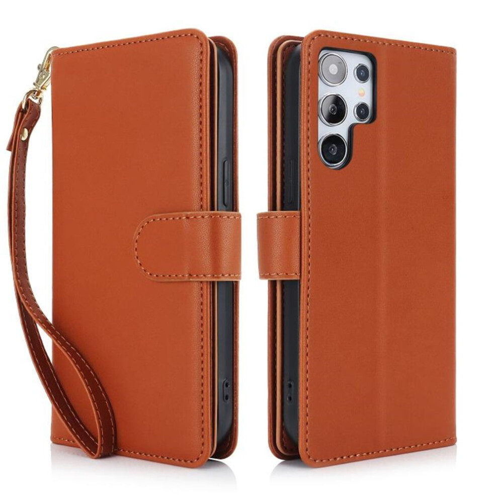 Leather Magnetic Flip Wallet Case For Samsung Galaxy S25 Ultra 5G 6.9": Rfid Blocking, Card Slots, Kickstand, Anti-Drop Tpu, Detachable Wrist Strap, 9193271787778