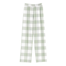 Pantalones infantiles de cuadros estampados para niños y niñas de 4 a 14 años, con cintura elástica y corte recto, color gris.