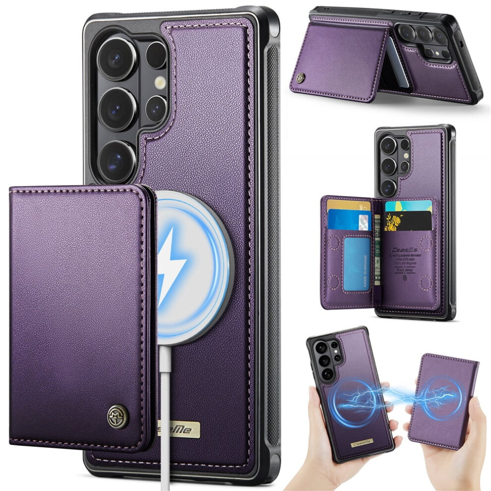 Case For Samsung Galaxy S26 Ultra 5G: Rfid-Blocking, Magsafe-Compatible, Detachable 2-In-1 Wallet With Kickstand, Pu Leather, Purple 9193271789970