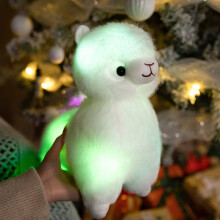 Alpaca de pelúcia com luz noturna colorida – Brinquedo de pelúcia macio e brilhante para crianças pequenas, presente de aniversário/feriado