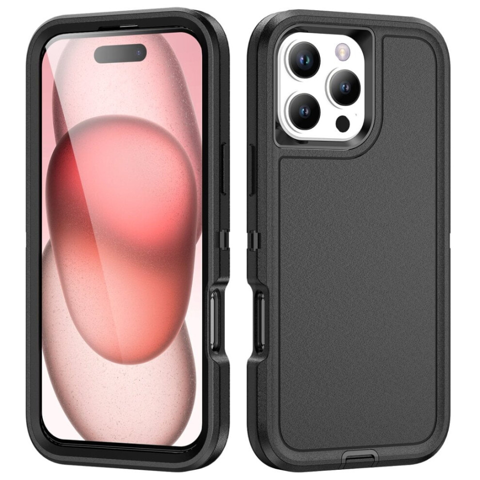Shockproof Rugged 3-Layer Case For Iphone 16 Pro 6.3", Dust/Drop Proof, Â Compatible With Iphone 16 Pro Black 9193271788522