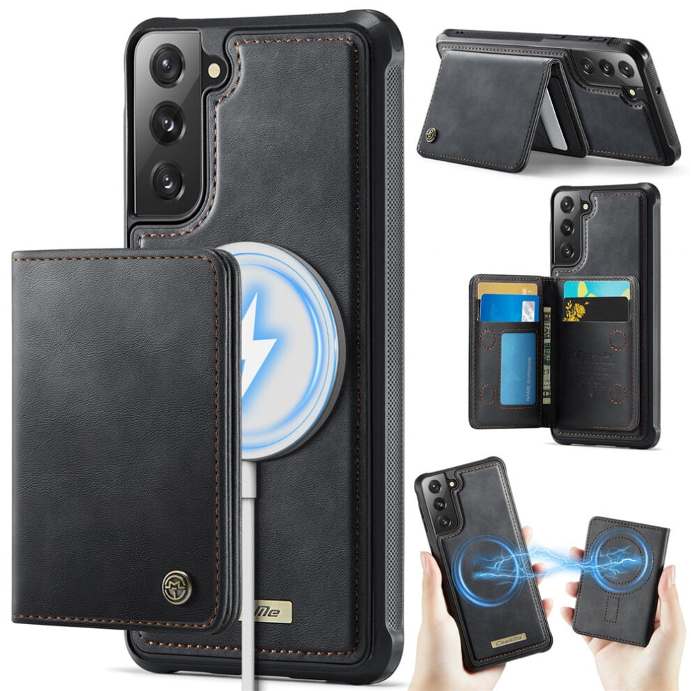 Rfid-Blocking 2-In-1 Magsafe-Compatible Pu Leather Case For Samsung Galaxy S22+ 5G Â Detachable Wallet & Kickstand, Black 9193271791058