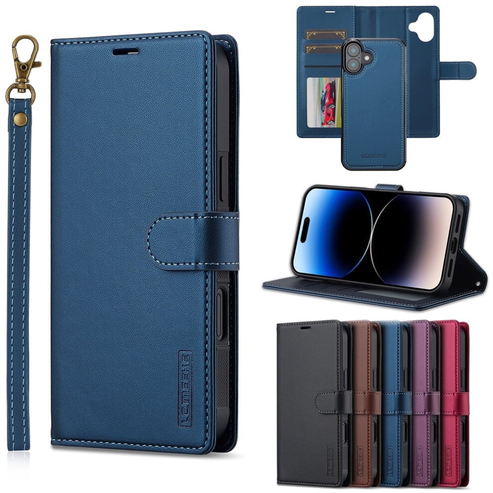 Lc.imeeke 2-In-1 Detachable Wallet Case For Iphone 16 Plus (6.7"), Rfid Blocking, Shockproof, Wrist Strap, Â Compatible With Iphone 16 Plus Blue 9418476647369