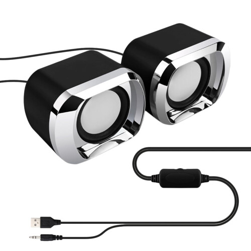 Minkissy2Pack Συμπαγές Ηχείο για Φορητό Υπολογιστή με Έλεγχο Έντασης, Μαύρο για τους
