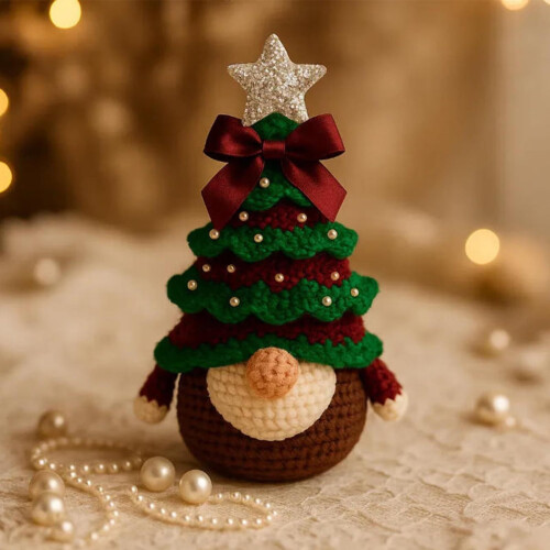 Crochet Christmas Tree Gnome Kit Beginner-Friendly 1 Set