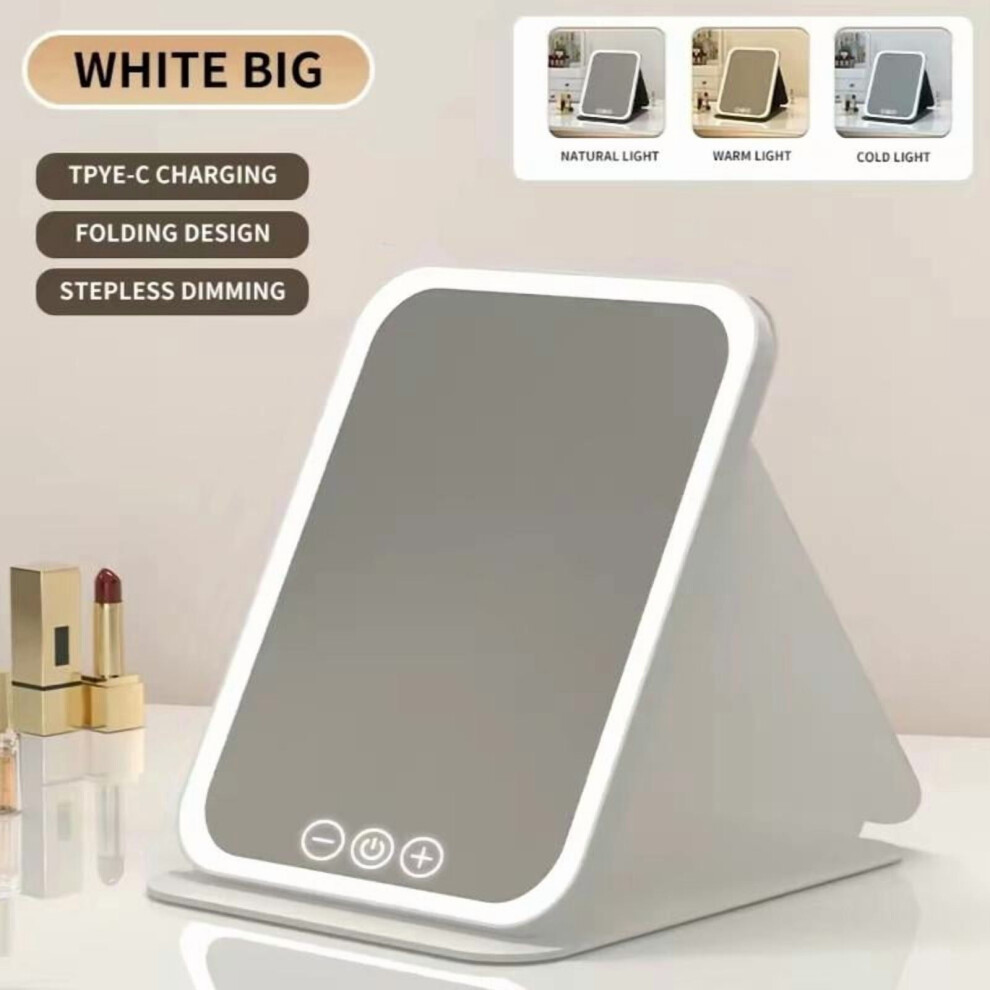 Foldable LED Makeup Mirror, Rechargeable Glass, 2 Pack