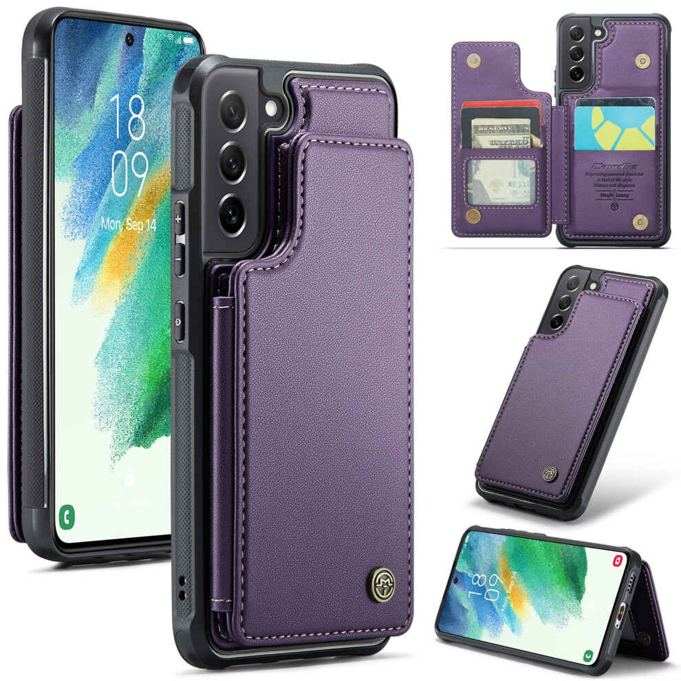 Caseme Leather Wallet Case For Compatible With Samsung Galaxy S21 Fe – Rfid Blocking, Magnetic Clasp, Kickstand, Shockproof 9418476648458
