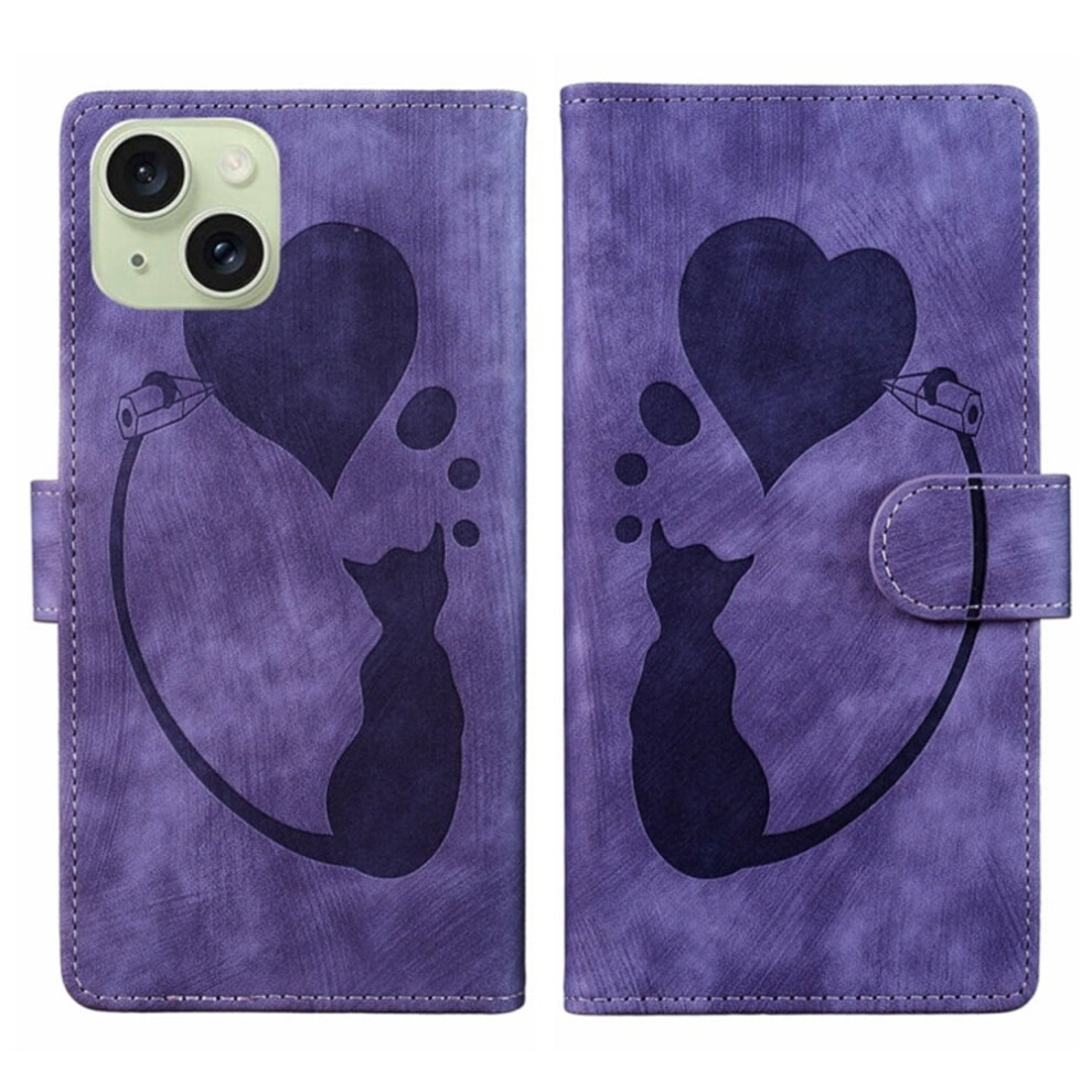 Pu Leather Flip Wallet Case With Strong Magnetic Closure & Card Slots, Compatible With Iphone 15 6.1" Purple 9418476649721