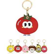 Leather Anti-Lost Keychain Casfor AirTags Tracker Holder, Anti-Drop Scratch Cute Keychain AirTag Holder for Men Women