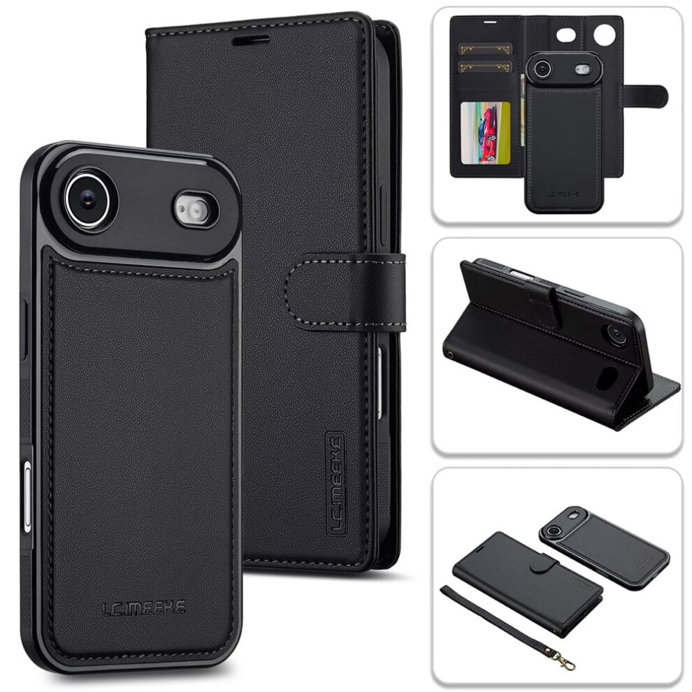 Lc.imeeke 2-In-1 Detachable Wallet Case For Iphone Air 6.5", Rfid Blocking, Shockproof, Wrist Strap, Â Compatible With Iphone Air Black 9418476650475