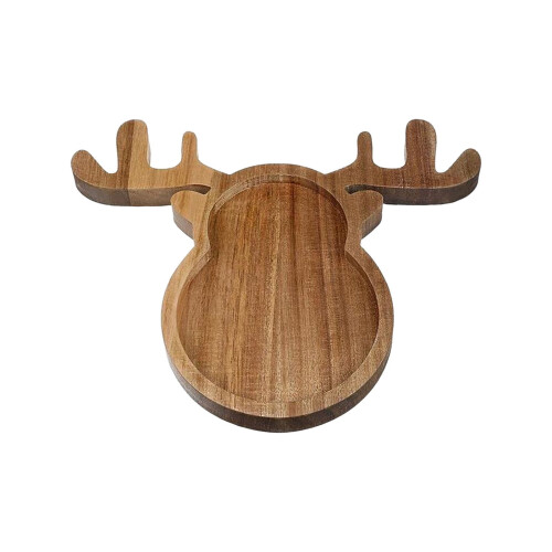 Christmas Tree-Shaped Wood Serving Tray, Thick & Stackable with Raised Edges – Compatible with Holiday Snacks & Drinks