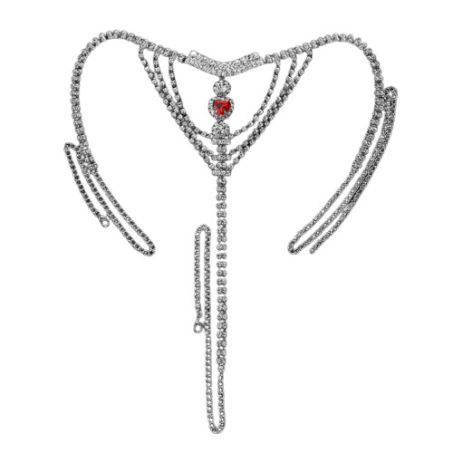 Crystal Heart G-string Thong with Waist Belt 1 pc