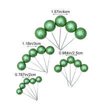 Green Assorted Color Glitter Foam Balls Cake Decorations 20 Pieces For Birthday Baking Party Topper