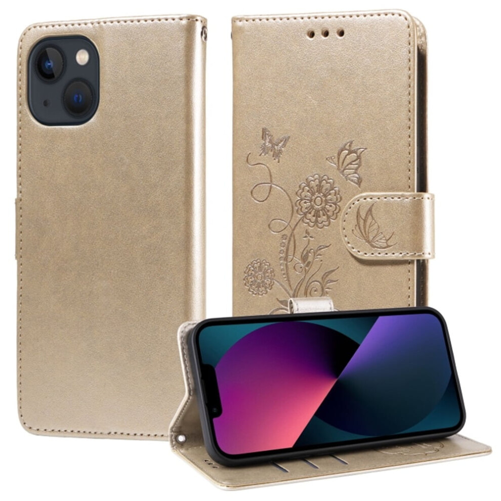 Butterfly Flower Flip Leather Case For Iphone 14 Plus 9170372607549