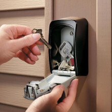 Wall Mount 4 Digits Combination Waterproof Outdoor Key Hider Safe, Black/Gray, 11.5 X 9.5 X 4 cm