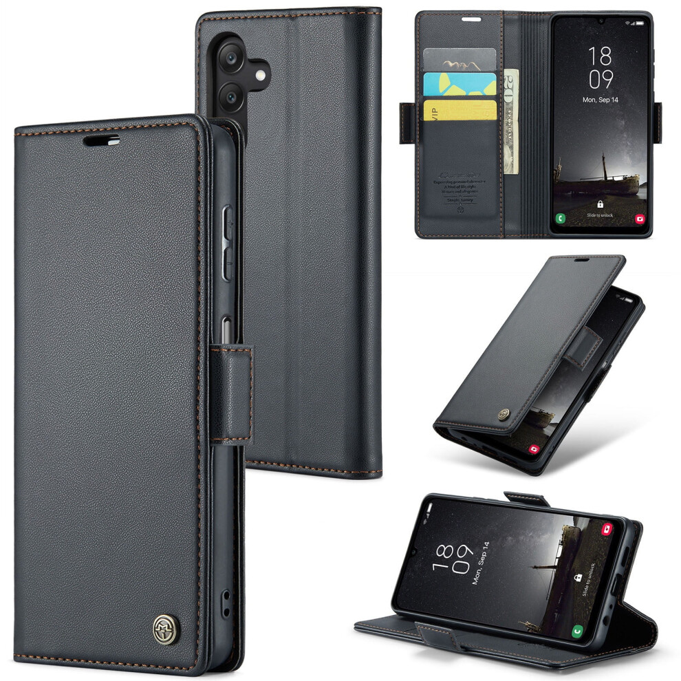 Caseme Leather Wallet Case For Compatible With Samsung Galaxy A25 5G Â Rfid Blocking, Magnetic Clasp, Kickstand, Card Holder Â Black 9152228484931