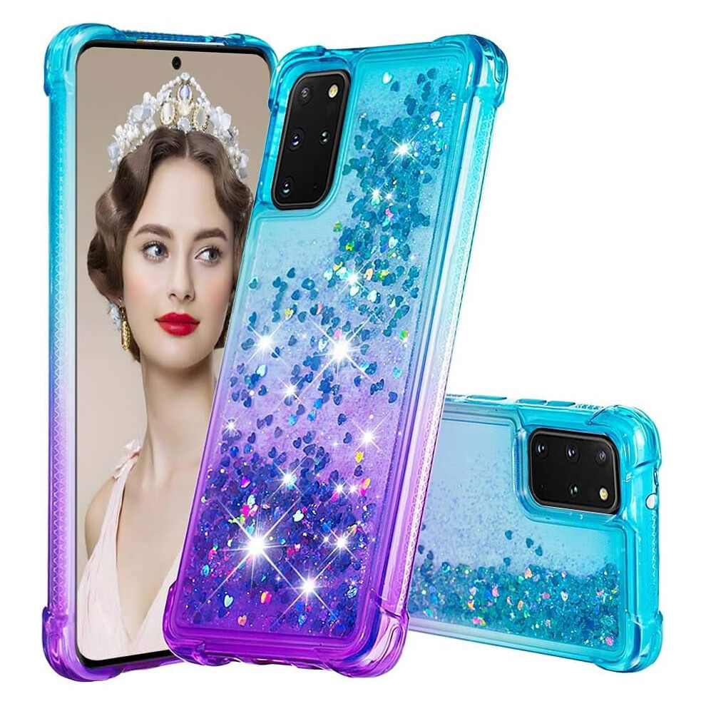 Liquid Glitter Clear Case For Samsung Galaxy S20 Plus Â Shockproof, Anti-Scratch Soft Tpu, Gradient Blue 9152228485570