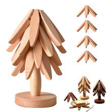 Wooden Christmas Tree Trivets Set of 4, Compatible with Hot Pots, Bowls, Teapots – Home Table Decor
