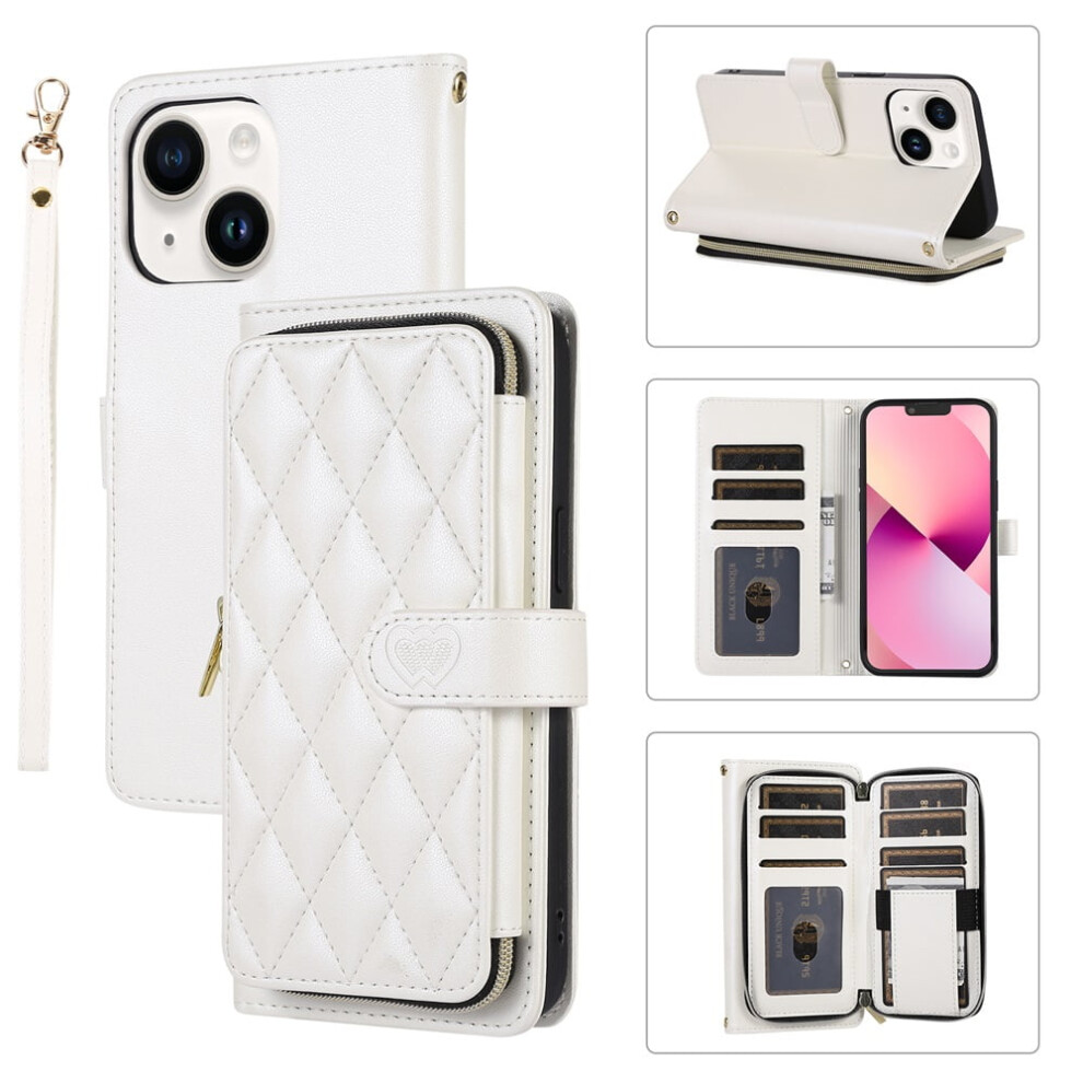 Leather Wallet Case With Strap For Iphone 15 6.1 Inch Â 9170372606863