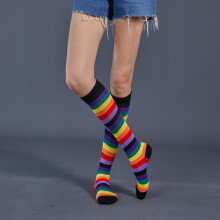 Rainbow Knee High Socks for Women Striped Socks Long Socks Tube Socks Roller Skate Socks for Girls Youth Gift(1 Pair)