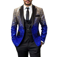 Men's Sparkle Dance Suit Blazer Stage Performance Glitter Tuxedo Jacket Slim Fit Polyester Formal Wear