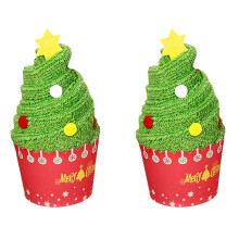 Cotton Christmas Washcloths 2Pcs for Girls and Children 11.8x11.8in