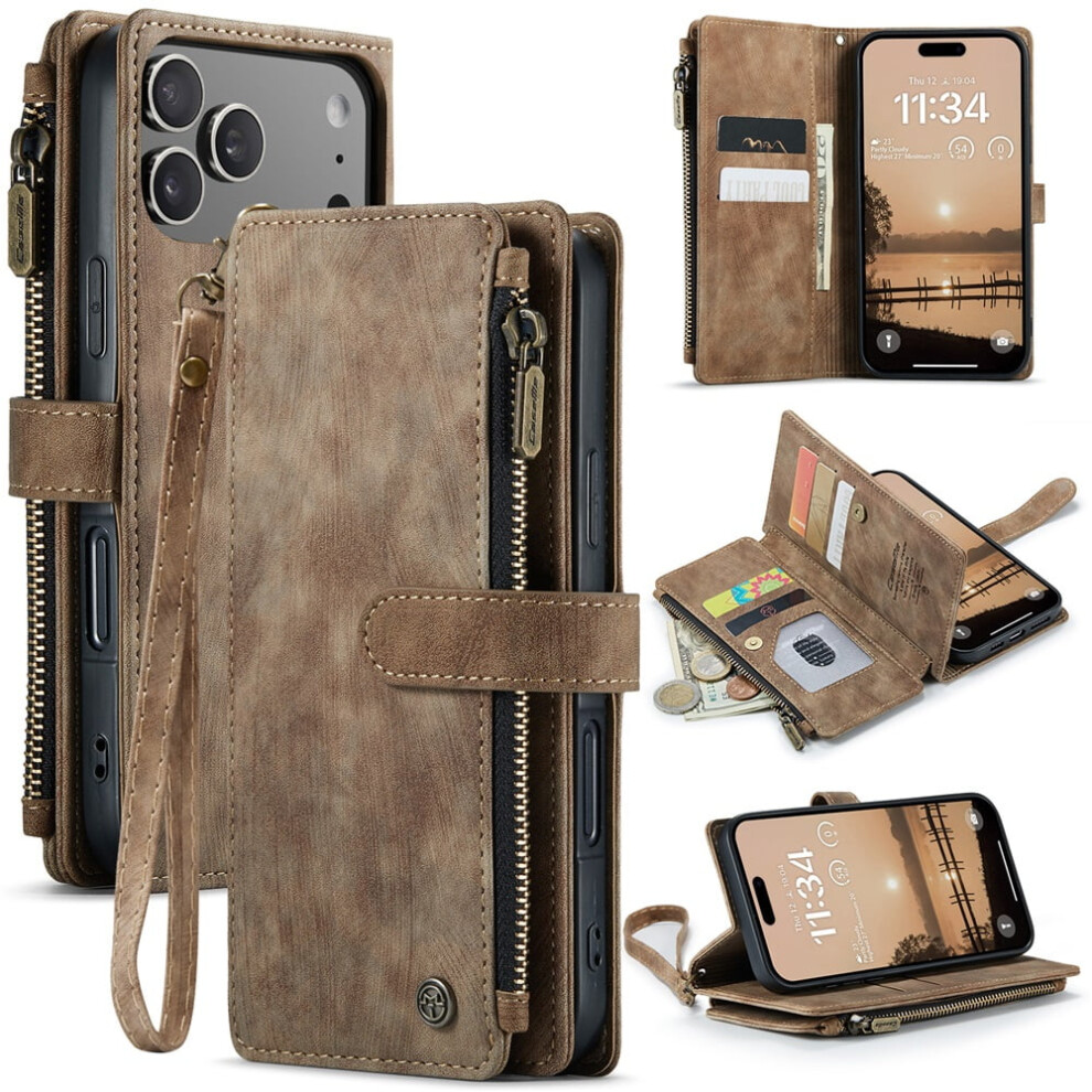 Caseme Wallet Case For Iphone 17 Pro 6.3 Inch Brown 9170372610471