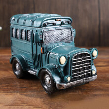 7.48x5.11x3.93 Inch Resin Vintage Car Coin Bank Home Desktop Model Decorative Ornament (Blue)