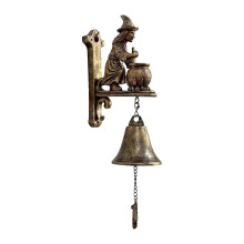 Sonnette de porte sorcière vintage – Sonnette de porte en fonte à suspendre pour Halloween, décoration murale extérieure pour