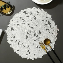 1 piece (mat only) Dragon and Phoenix Chengxiang Irregular Round Placemat Hollow PVC High-end Western Food Mat Anti-scalding Insulated Table Mat